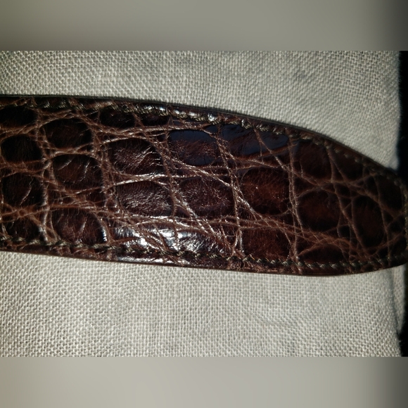 Gucci chocolate Brown Alligator Crocodile Leather Belt 40 - Picture 1 of 14